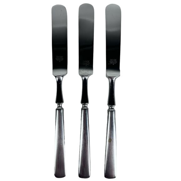 Dansk ANVIL IHQ Japan Vintage 1980s Stainless Satin BLUNT KNIVES 8 3/8"-Set of 3 - Picture 3 of 5